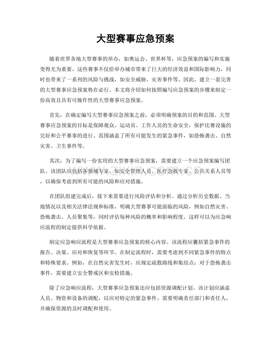 大型赛事应急预案.docx_第1页