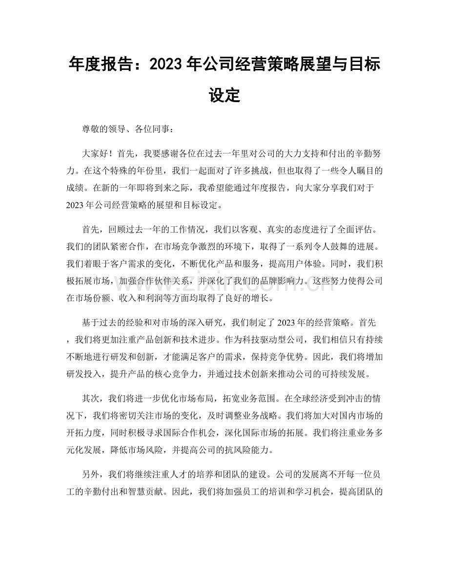 年度报告：2023年公司经营策略展望与目标设定.docx_第1页