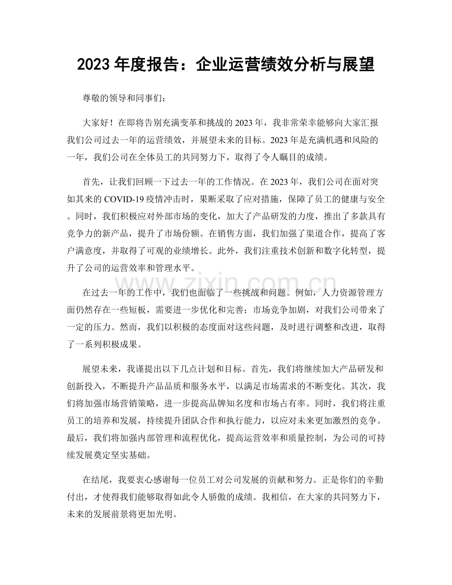 2023年度报告：企业运营绩效分析与展望.docx_第1页