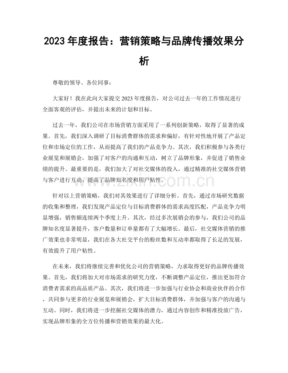 2023年度报告：营销策略与品牌传播效果分析.docx_第1页