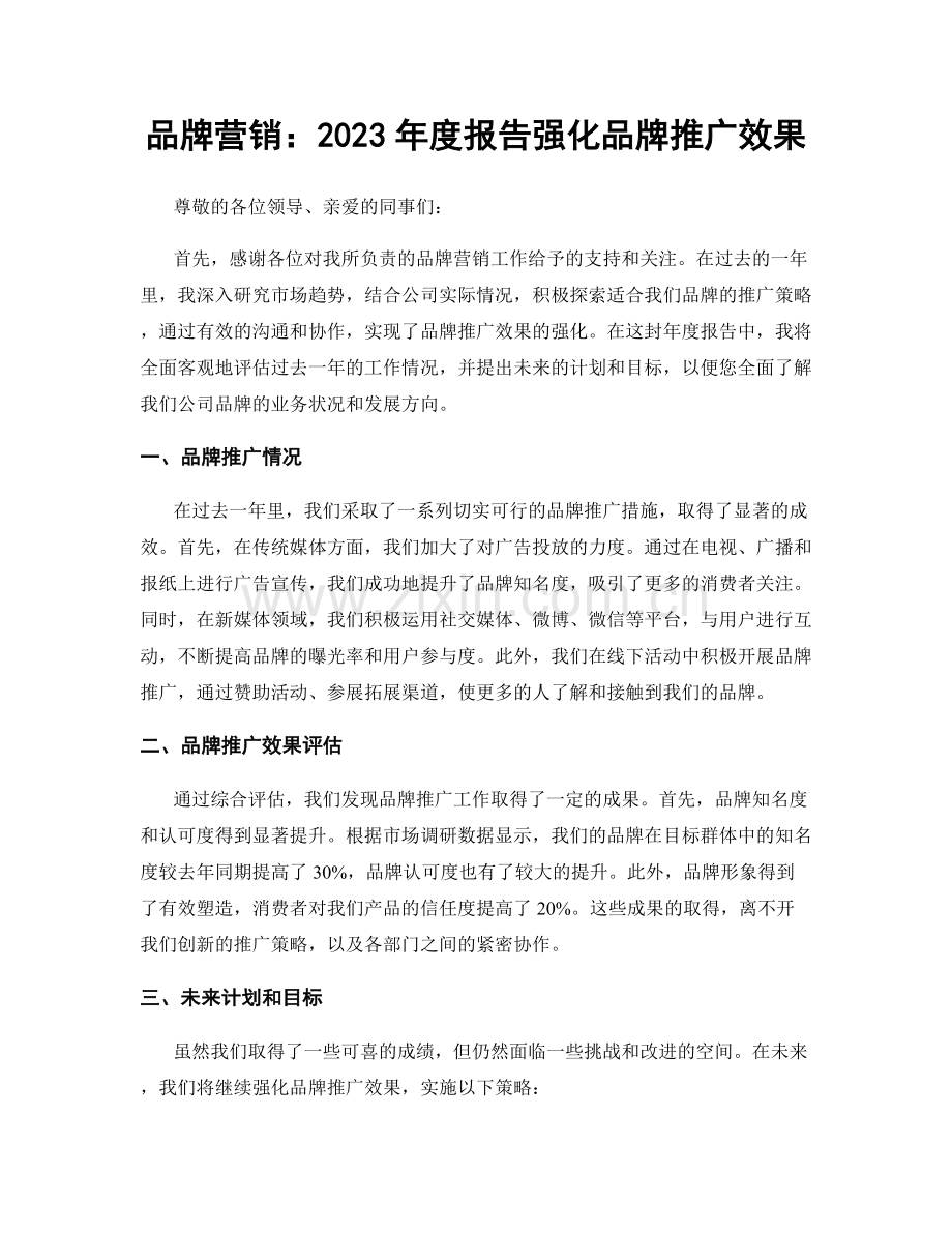 品牌营销：2023年度报告强化品牌推广效果.docx_第1页