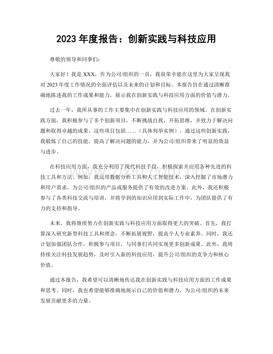 2023年度报告：创新实践与科技应用.docx_第1页