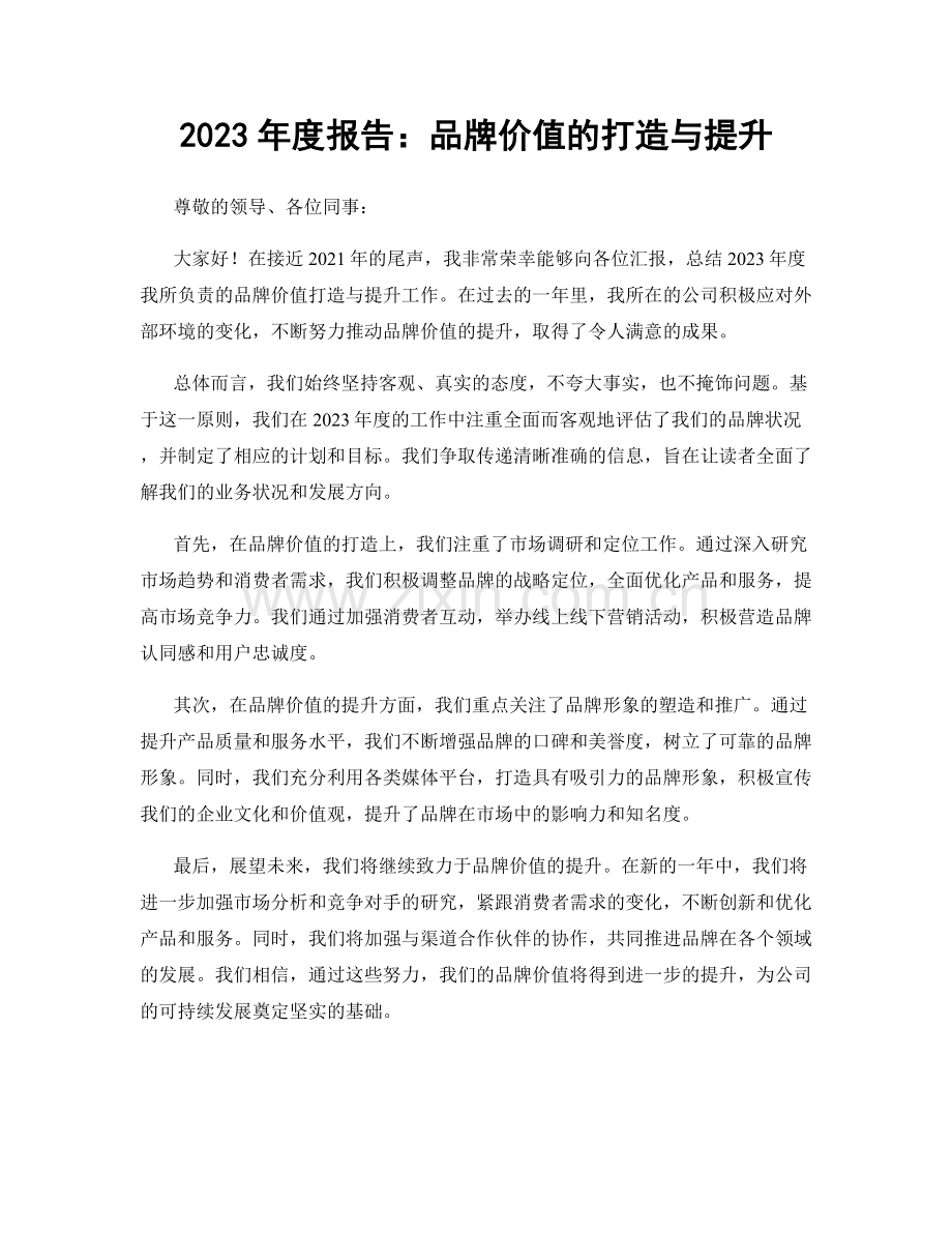 2023年度报告：品牌价值的打造与提升.docx_第1页