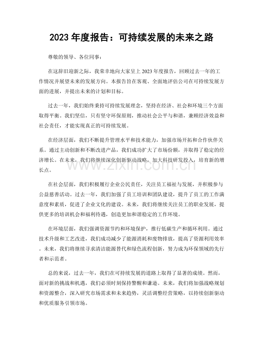 2023年度报告：可持续发展的未来之路.docx_第1页