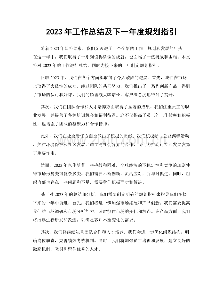 2023年工作总结及下一年度规划指引.docx_第1页