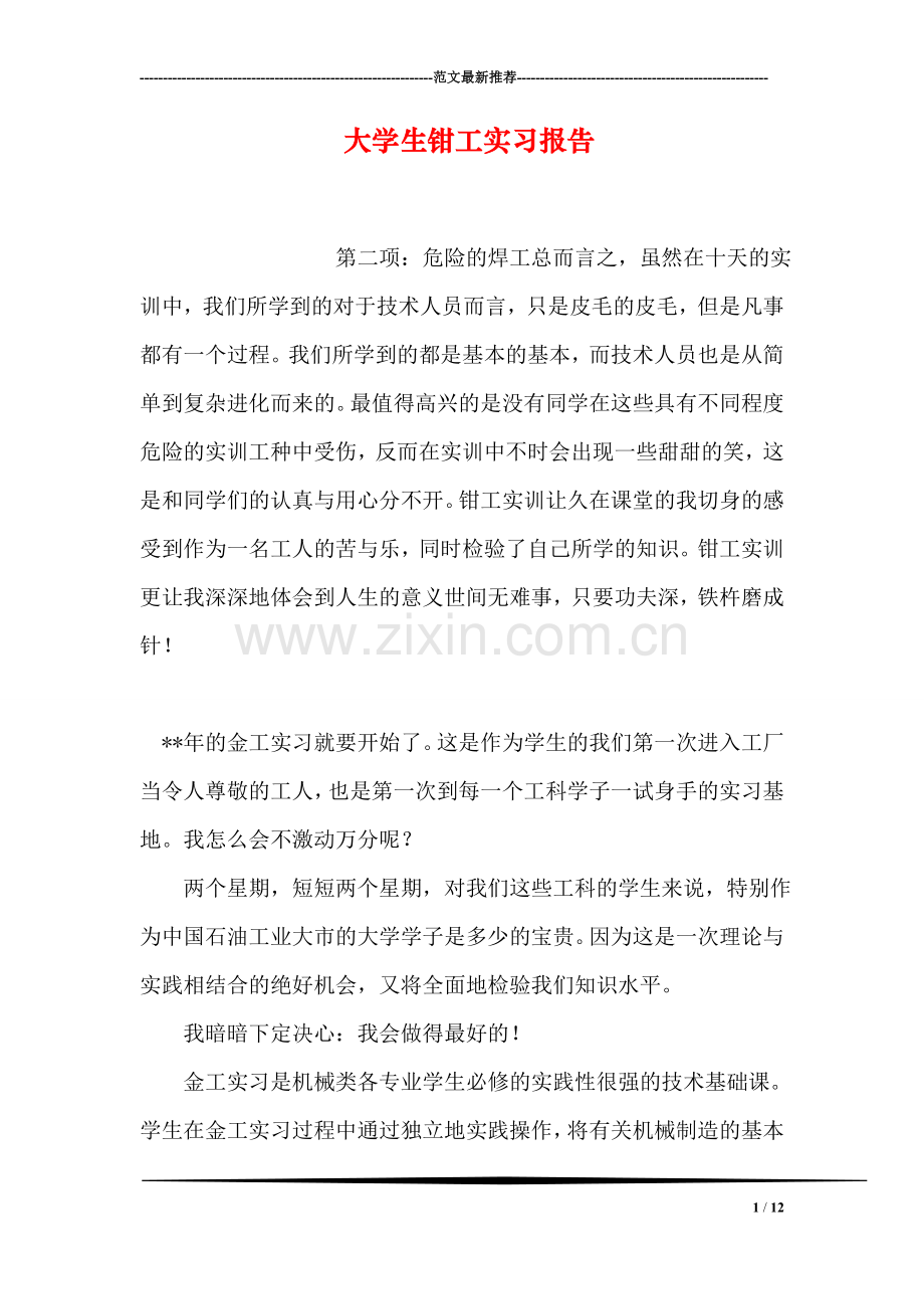 大学生钳工实习报告.doc_第1页