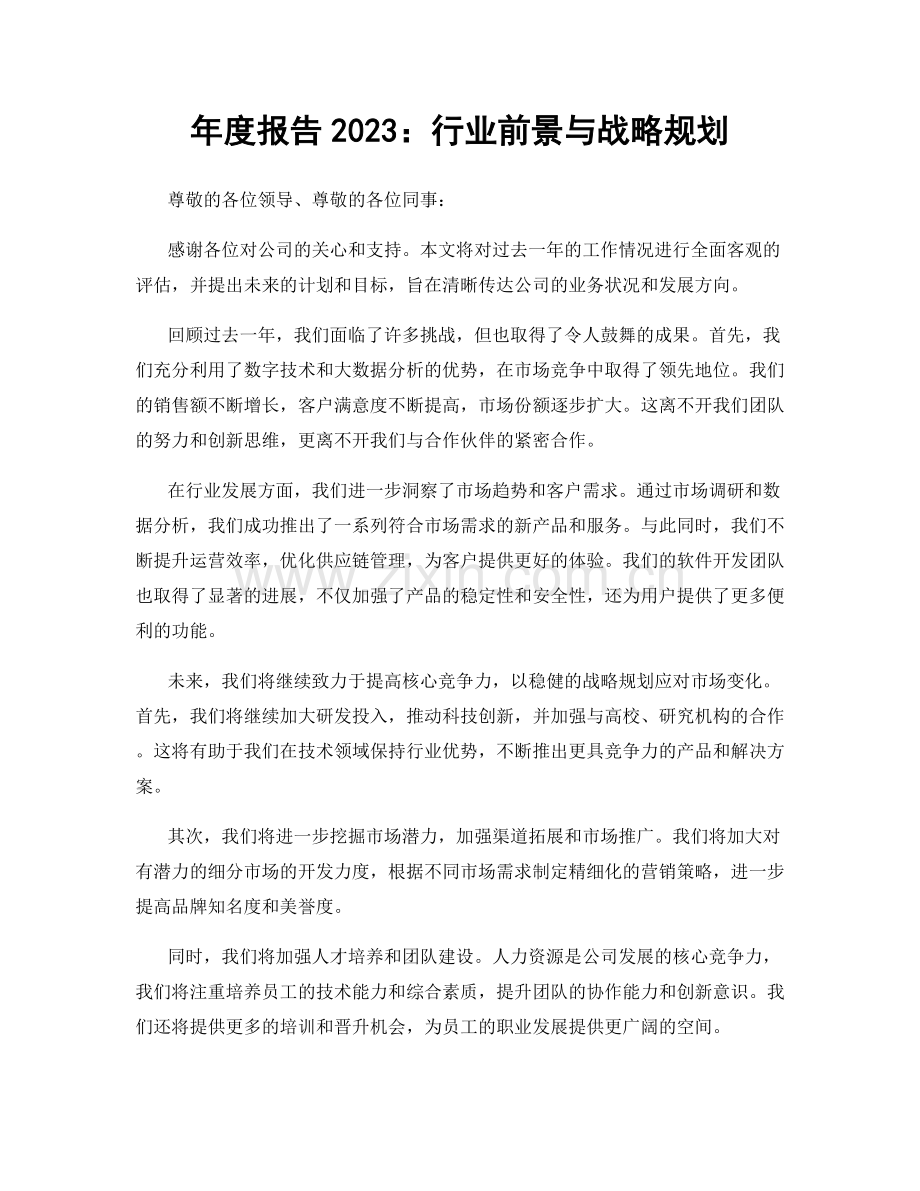 年度报告2023：行业前景与战略规划.docx_第1页