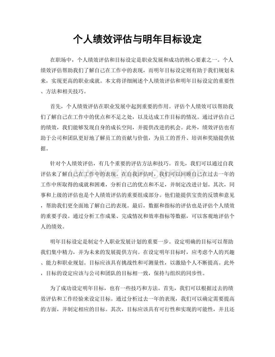 个人绩效评估与明年目标设定.docx_第1页