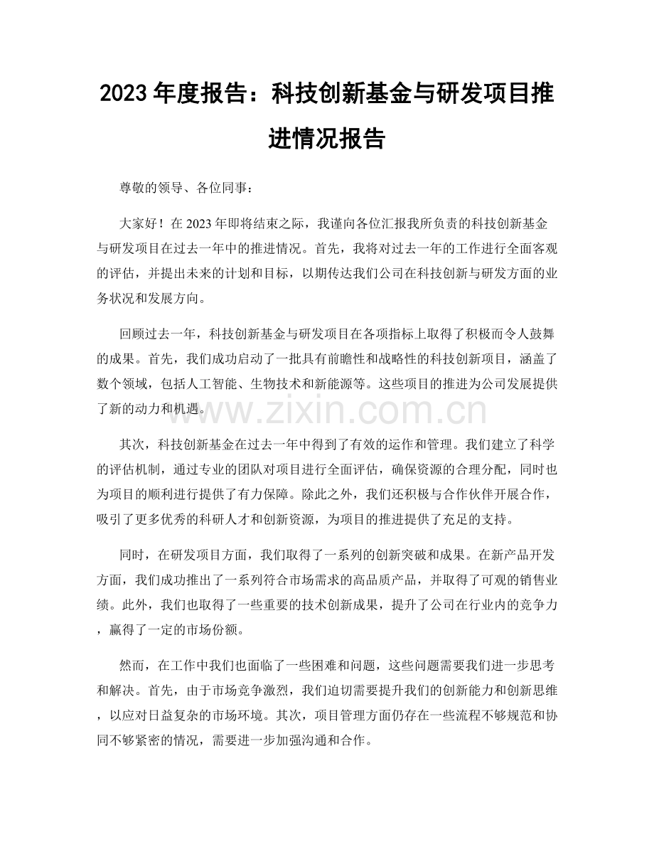 2023年度报告：科技创新基金与研发项目推进情况报告.docx_第1页