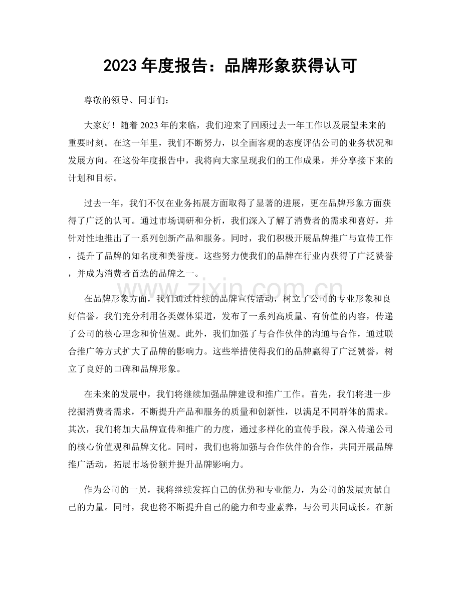 2023年度报告：品牌形象获得认可.docx_第1页