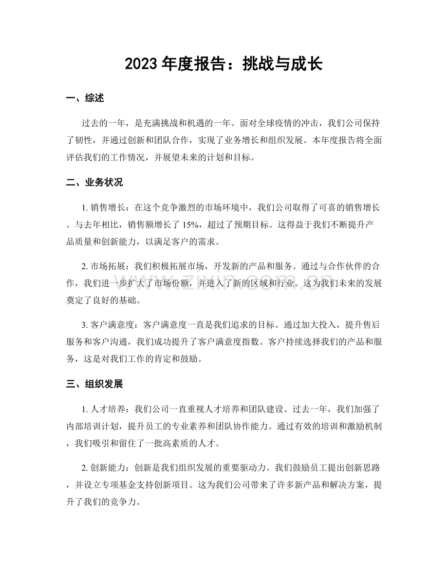 2023年度报告：挑战与成长.docx_第1页