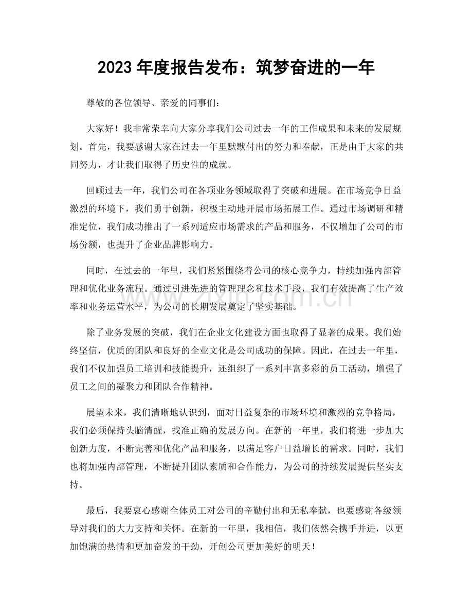 2023年度报告发布：筑梦奋进的一年.docx_第1页