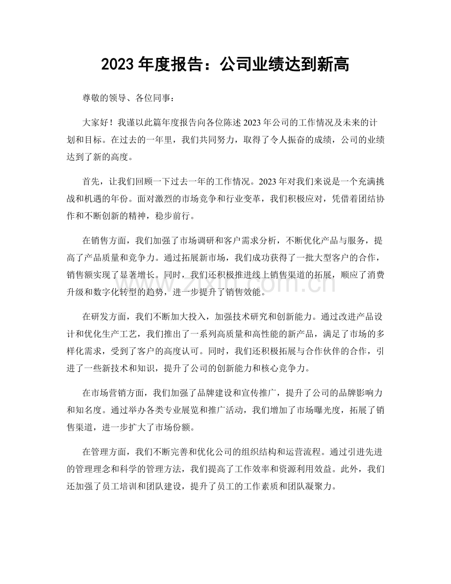 2023年度报告：公司业绩达到新高.docx_第1页