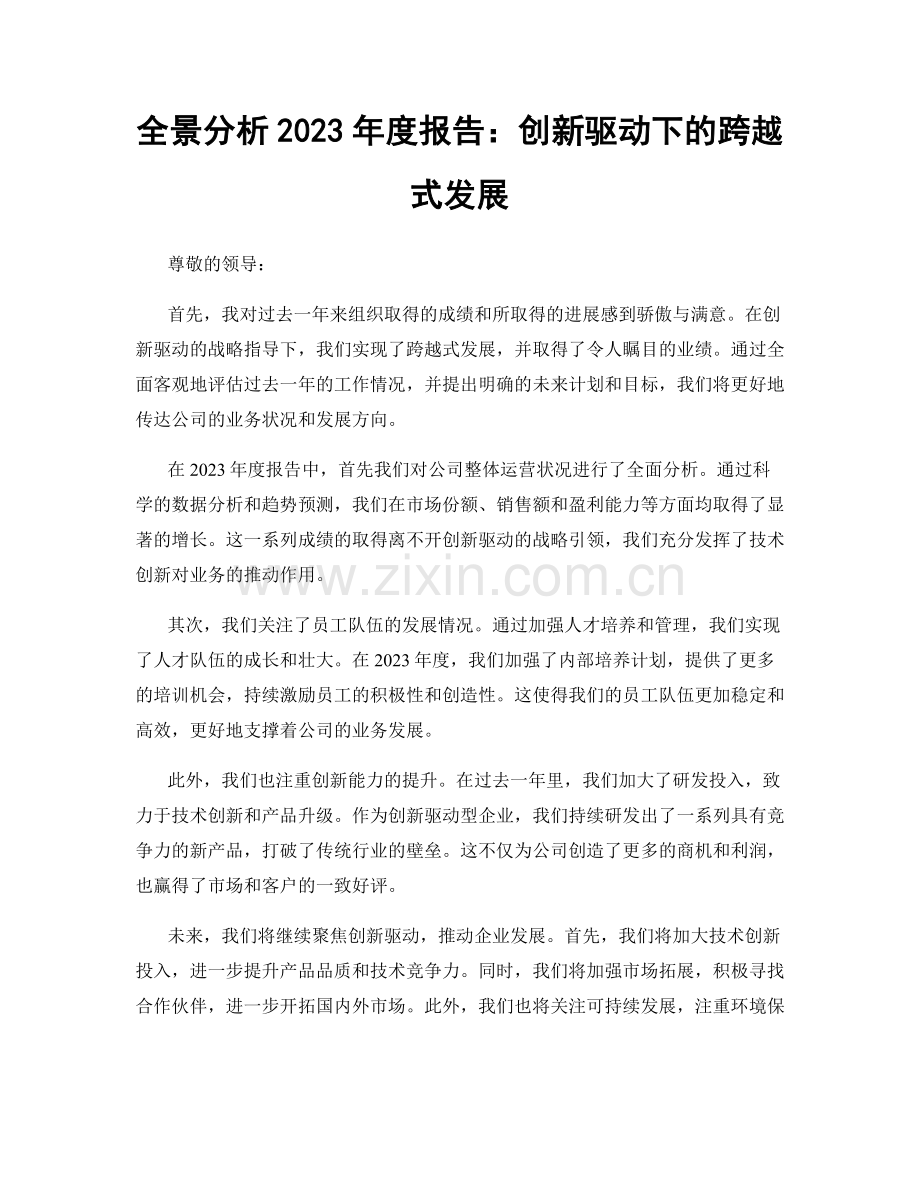 全景分析2023年度报告：创新驱动下的跨越式发展.docx_第1页