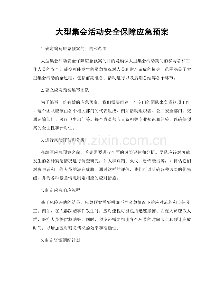 大型集会活动安全保障应急预案.docx_第1页