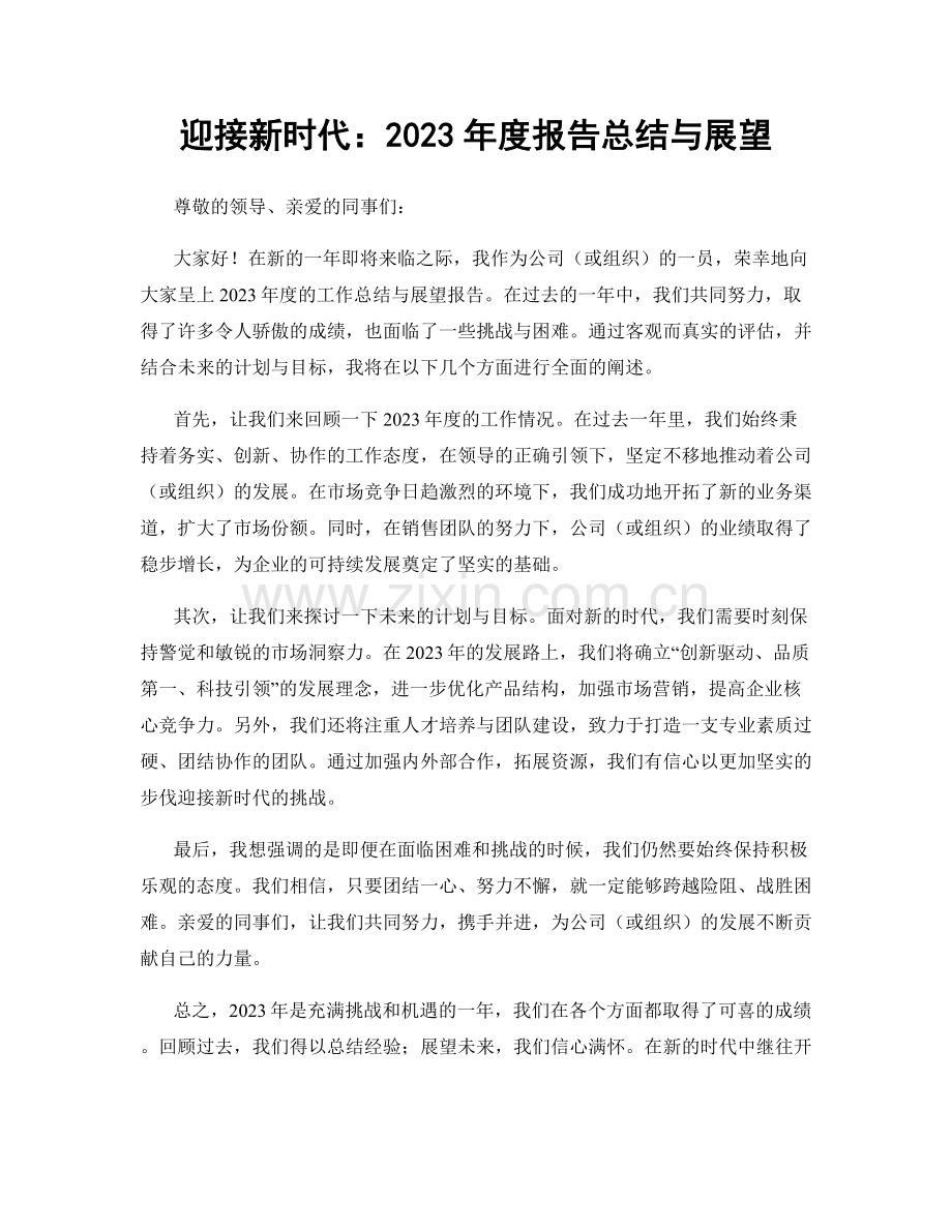 迎接新时代：2023年度报告总结与展望.docx_第1页