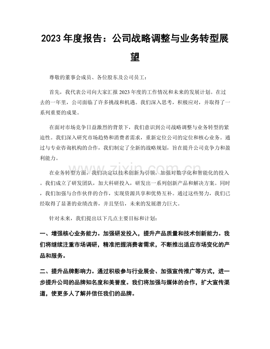 2023年度报告：公司战略调整与业务转型展望.docx_第1页