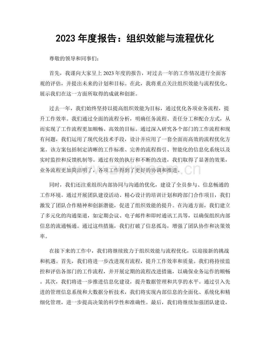 2023年度报告：组织效能与流程优化.docx_第1页