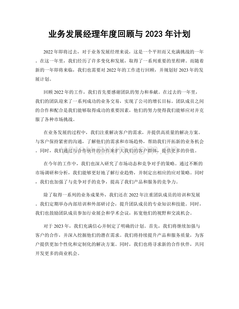 业务发展经理年度回顾与2023年计划.docx_第1页