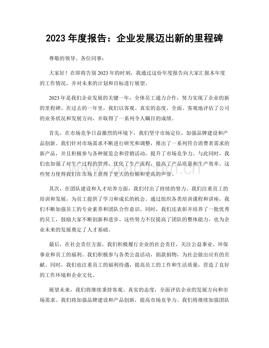 2023年度报告：企业发展迈出新的里程碑.docx_第1页