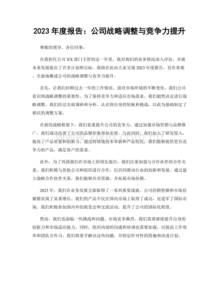 2023年度报告：公司战略调整与竞争力提升.docx_第1页