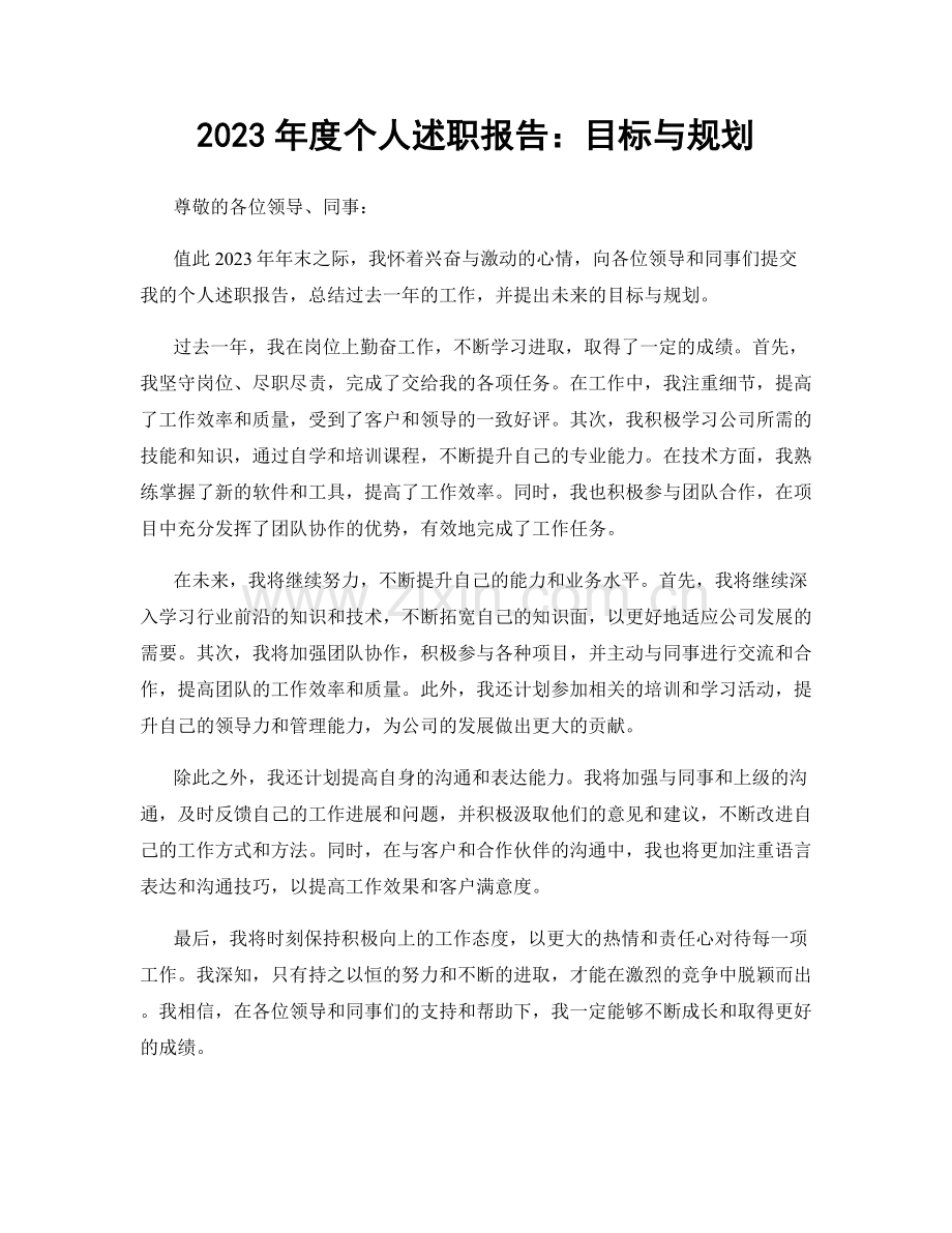 2023年度个人述职报告：目标与规划.docx_第1页