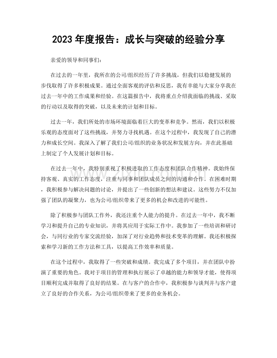 2023年度报告：成长与突破的经验分享.docx_第1页