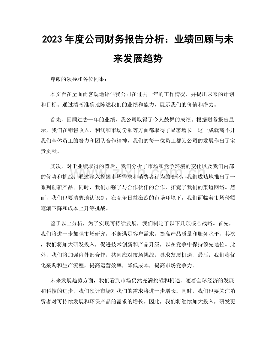 2023年度公司财务报告分析：业绩回顾与未来发展趋势.docx_第1页