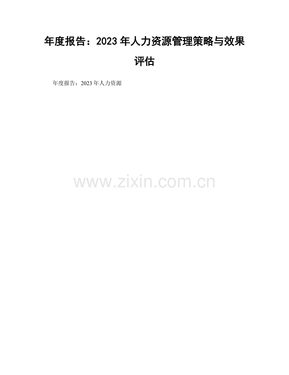 年度报告：2023年人力资源管理策略与效果评估.docx_第1页