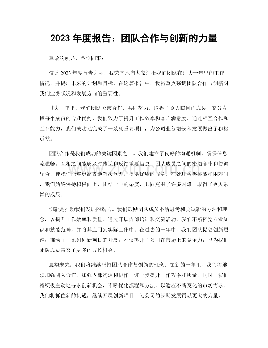 2023年度报告：团队合作与创新的力量.docx_第1页