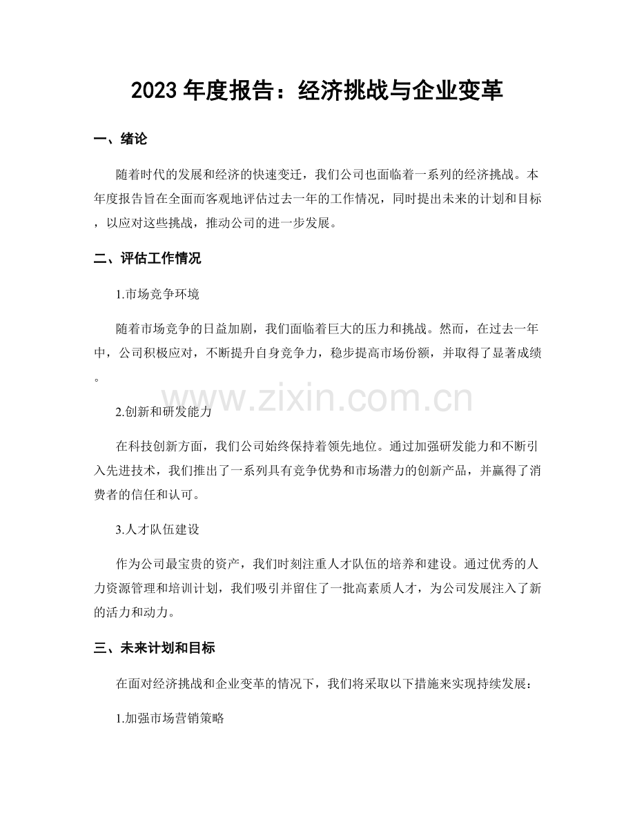 2023年度报告：经济挑战与企业变革.docx_第1页