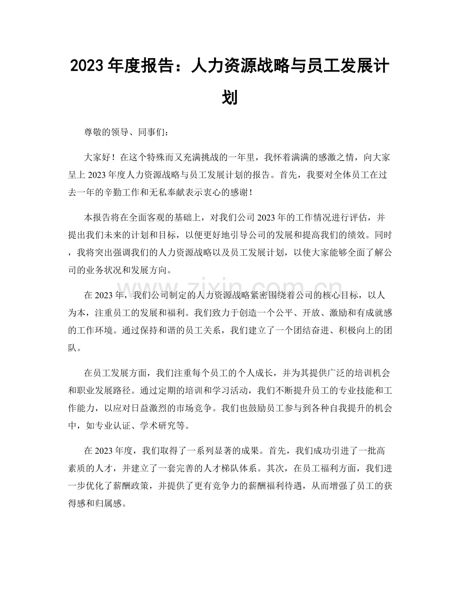 2023年度报告：人力资源战略与员工发展计划.docx_第1页