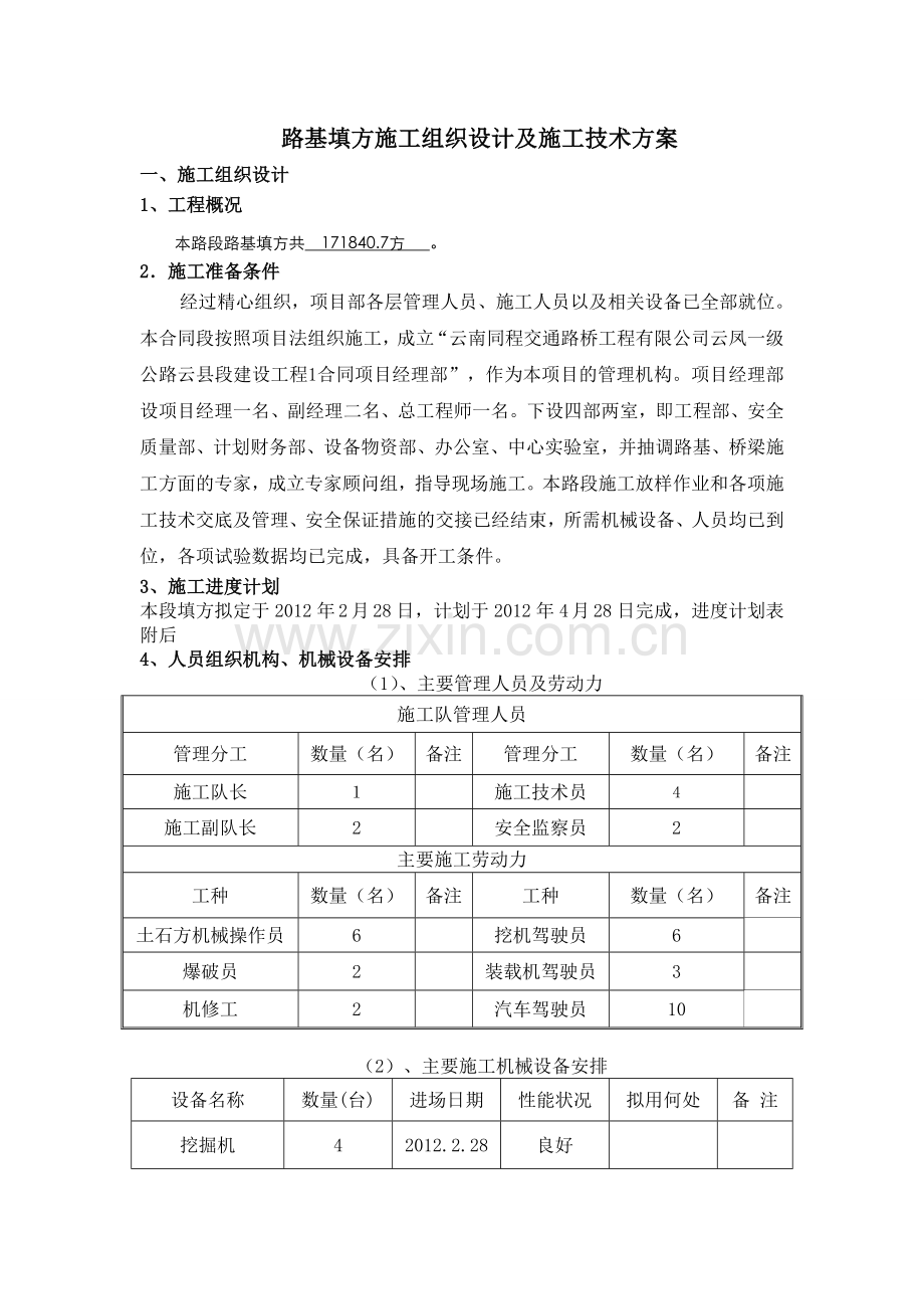 路基填方施工组织设计及施工技术方案.docx_第1页