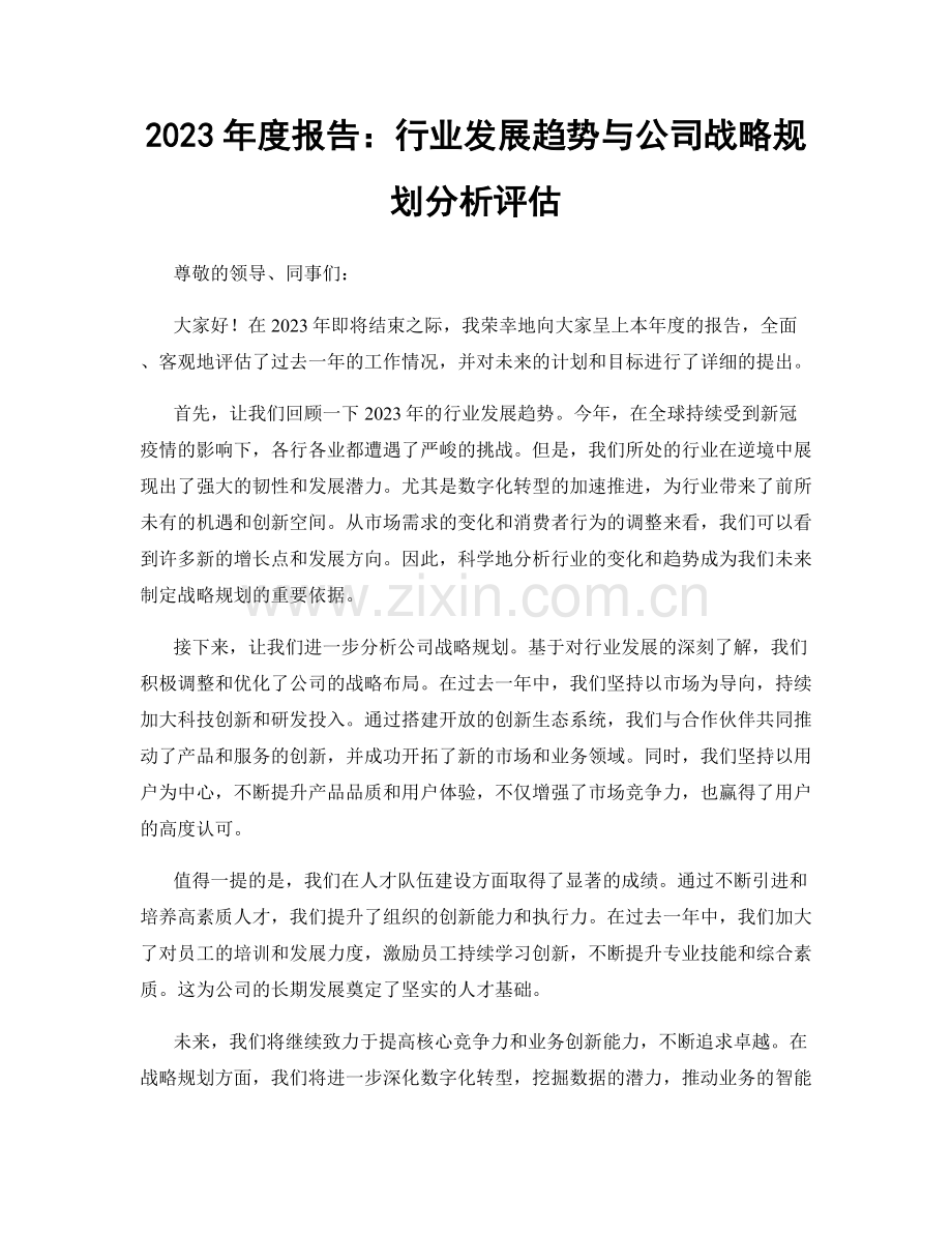 2023年度报告：行业发展趋势与公司战略规划分析评估.docx_第1页