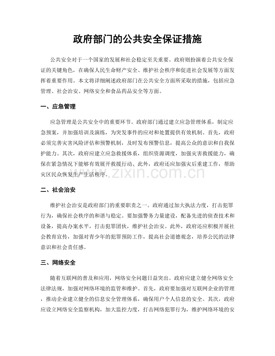 政府部门的公共安全保证措施.docx_第1页