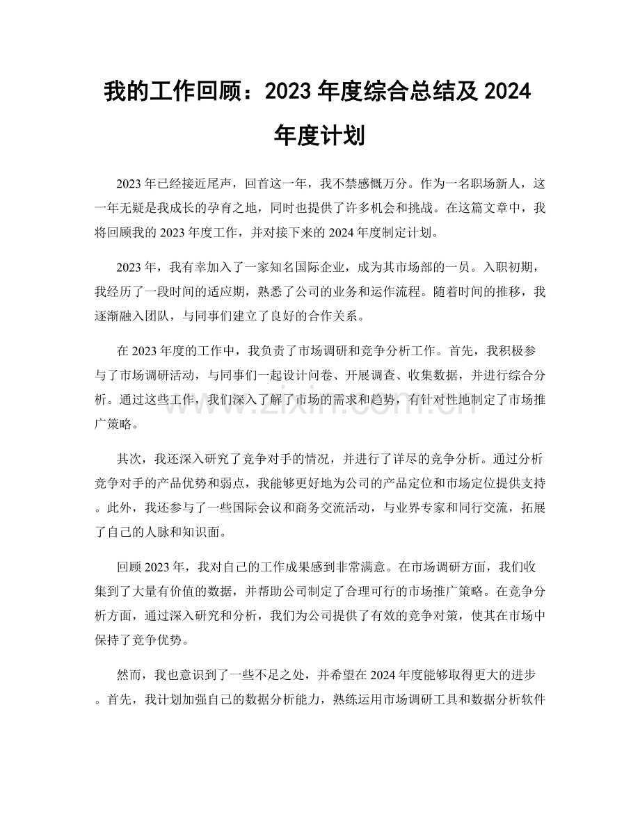 我的工作回顾：2023年度综合总结及2024年度计划.docx_第1页