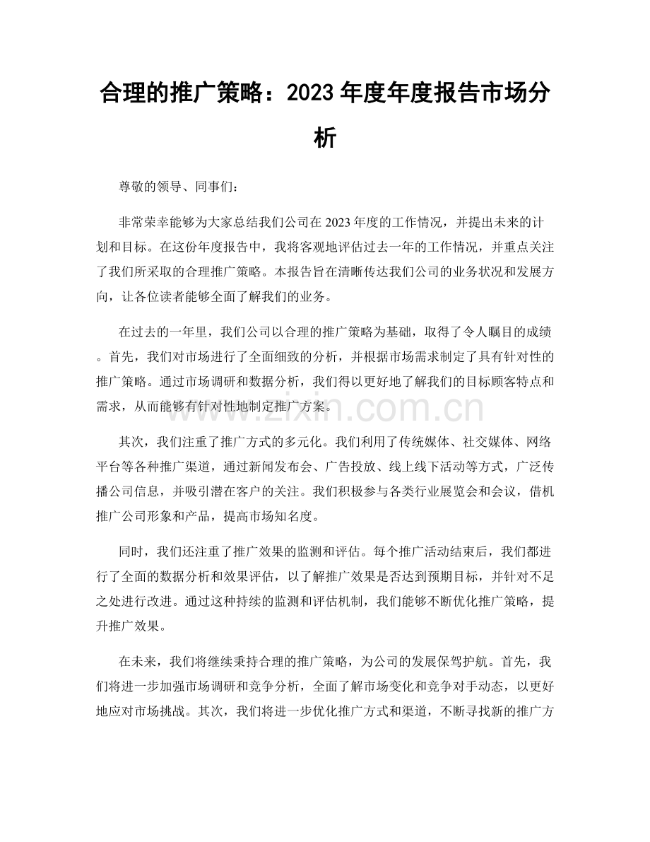 合理的推广策略：2023年度年度报告市场分析.docx_第1页