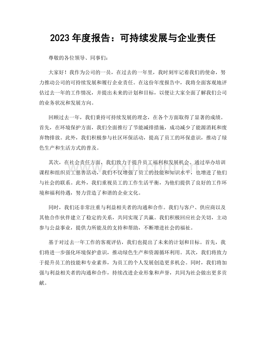 2023年度报告：可持续发展与企业责任.docx_第1页