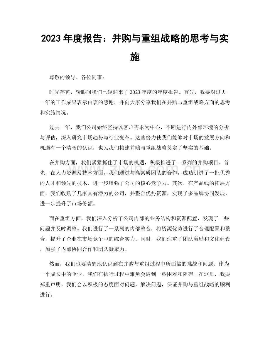 2023年度报告：并购与重组战略的思考与实施.docx_第1页