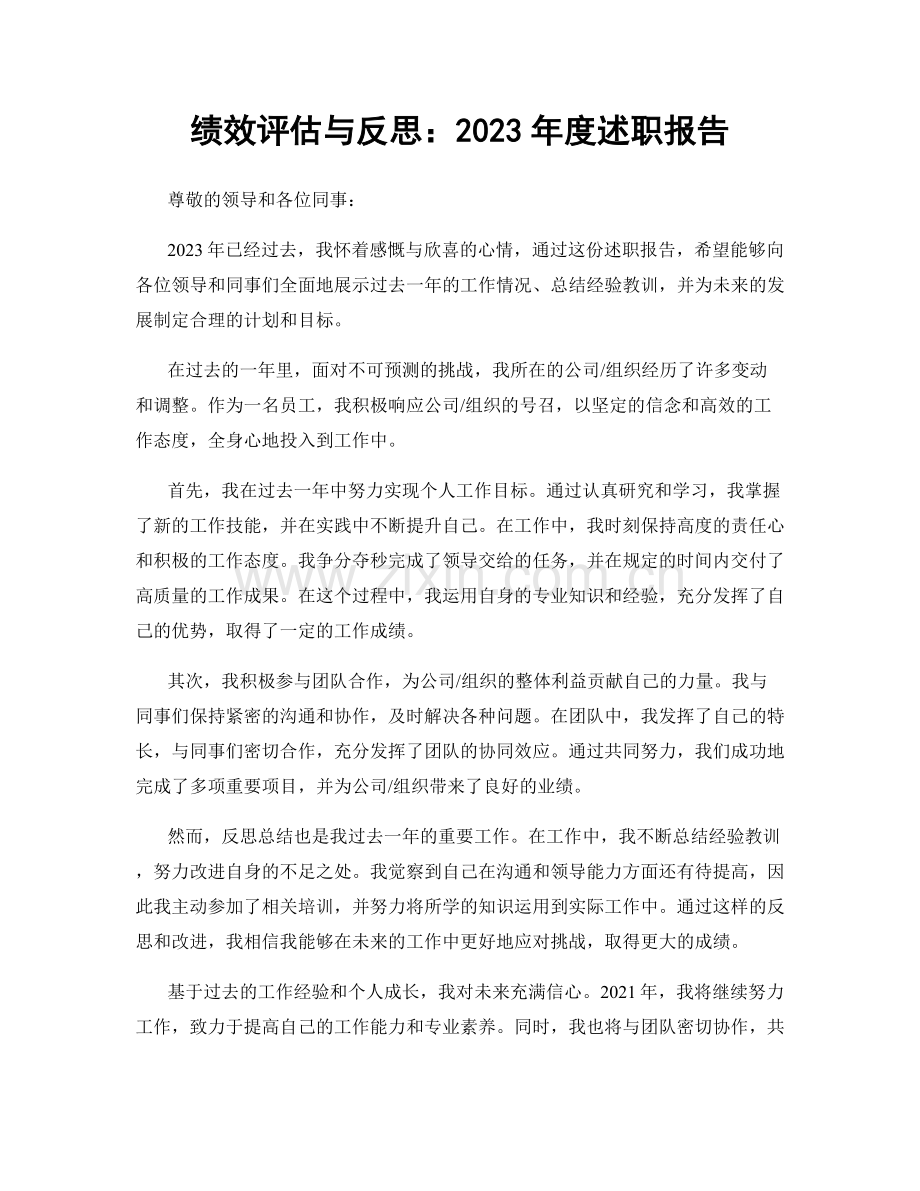 绩效评估与反思：2023年度述职报告.docx_第1页