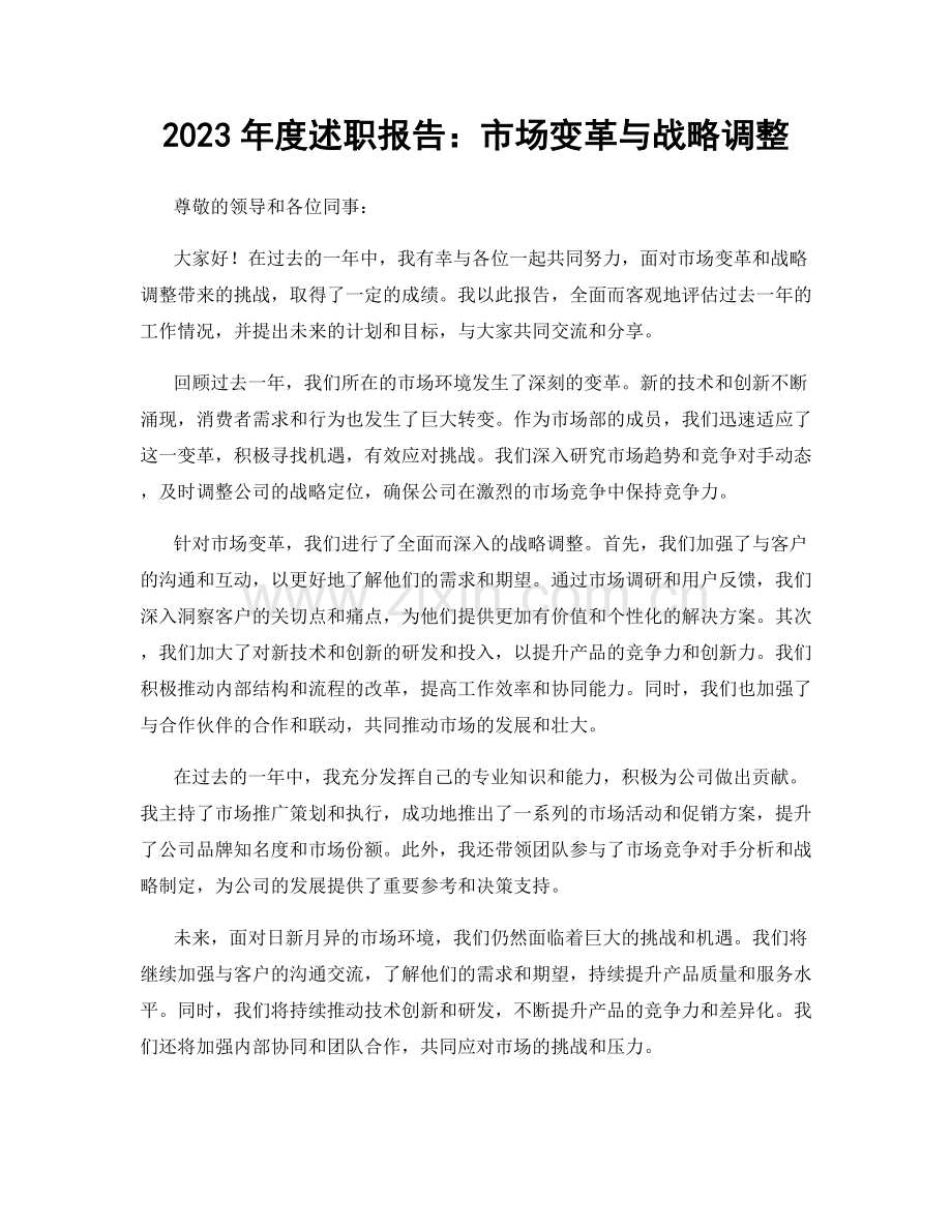 2023年度述职报告：市场变革与战略调整.docx_第1页