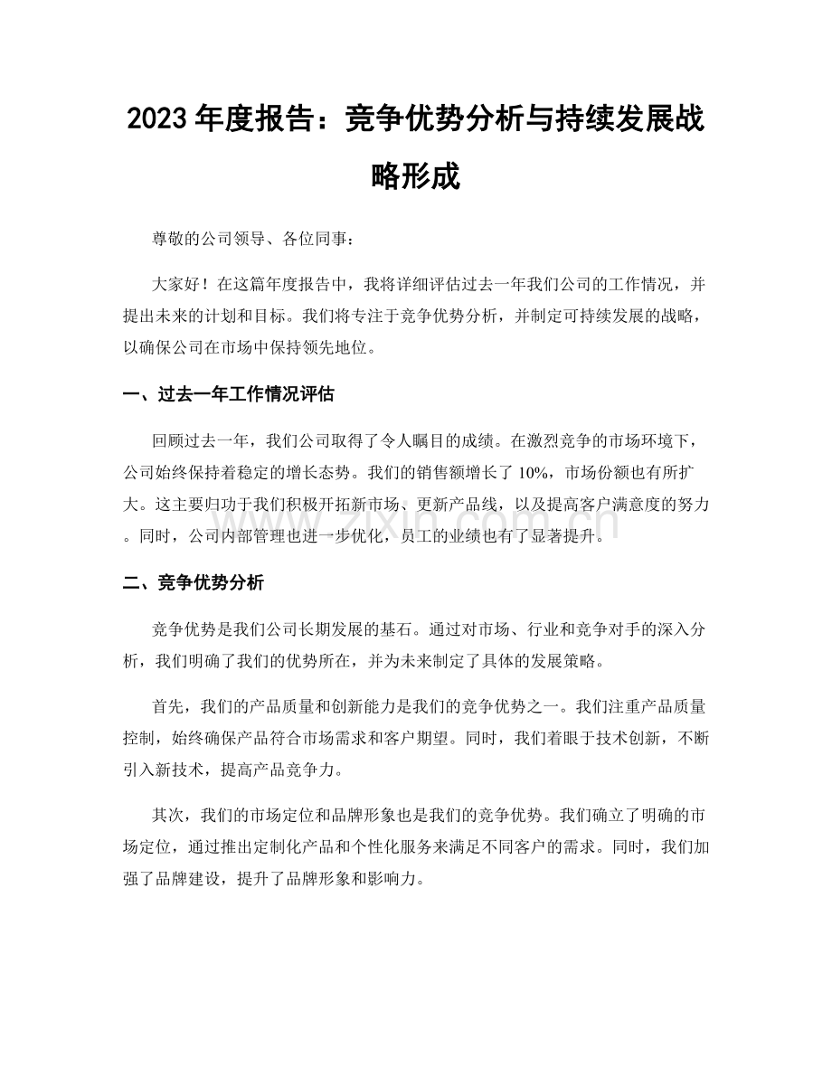 2023年度报告：竞争优势分析与持续发展战略形成.docx_第1页