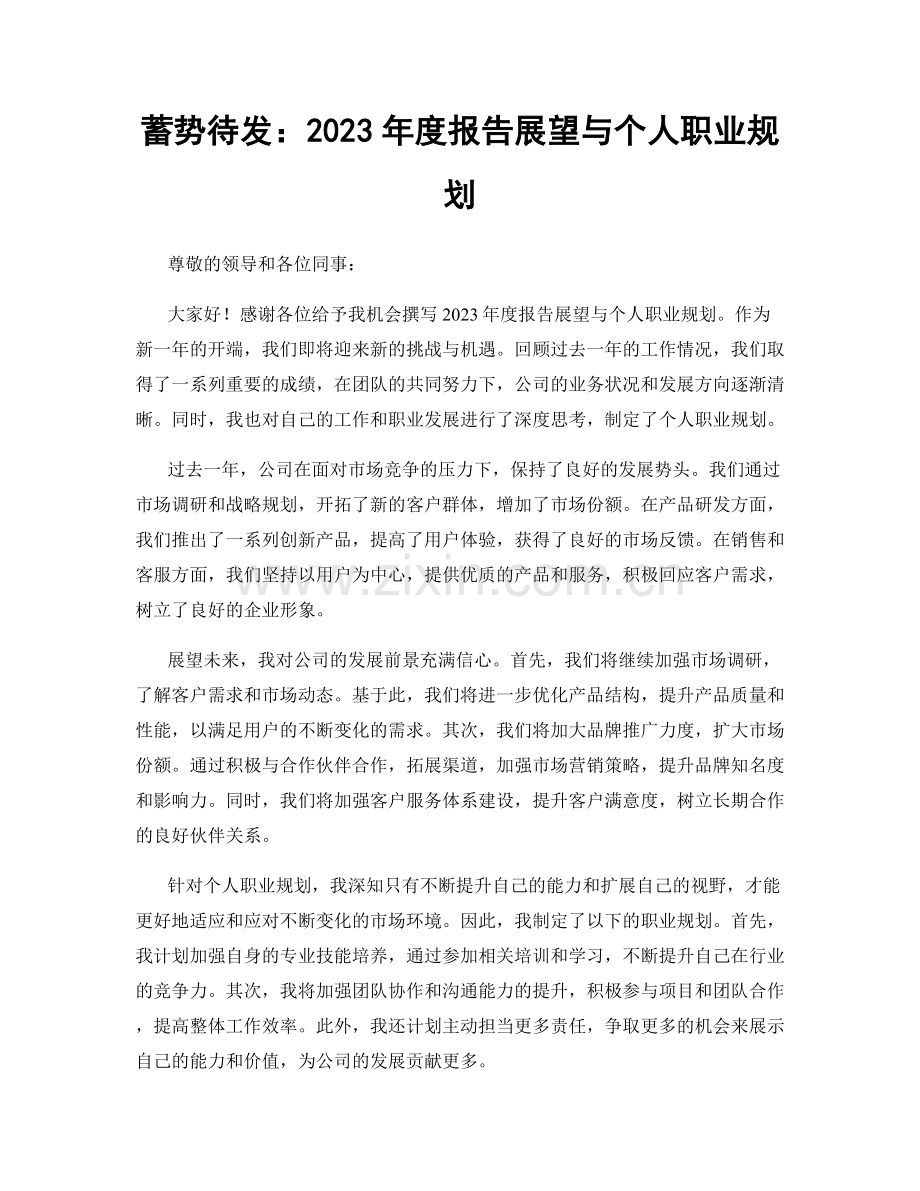 蓄势待发：2023年度报告展望与个人职业规划.docx_第1页