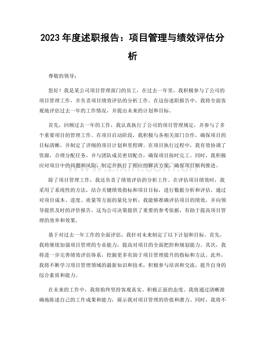 2023年度述职报告：项目管理与绩效评估分析.docx_第1页