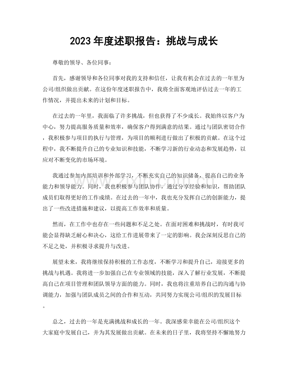 2023年度述职报告：挑战与成长.docx_第1页