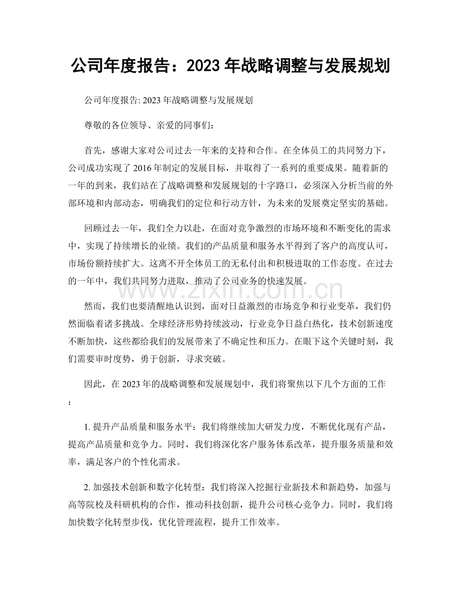 公司年度报告：2023年战略调整与发展规划.docx_第1页