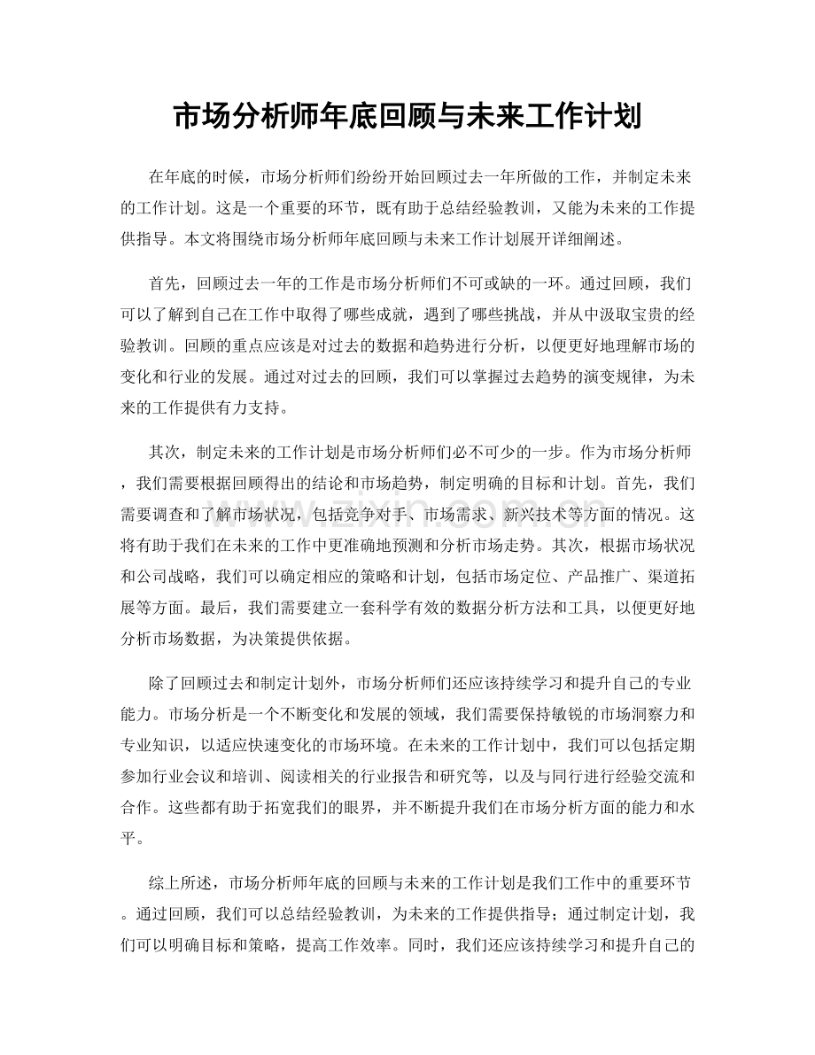 市场分析师年底回顾与未来工作计划.docx_第1页