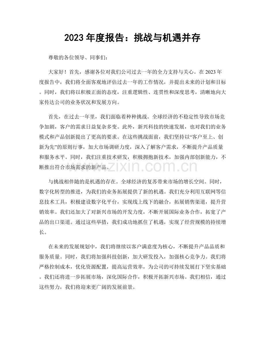 2023年度报告：挑战与机遇并存.docx_第1页