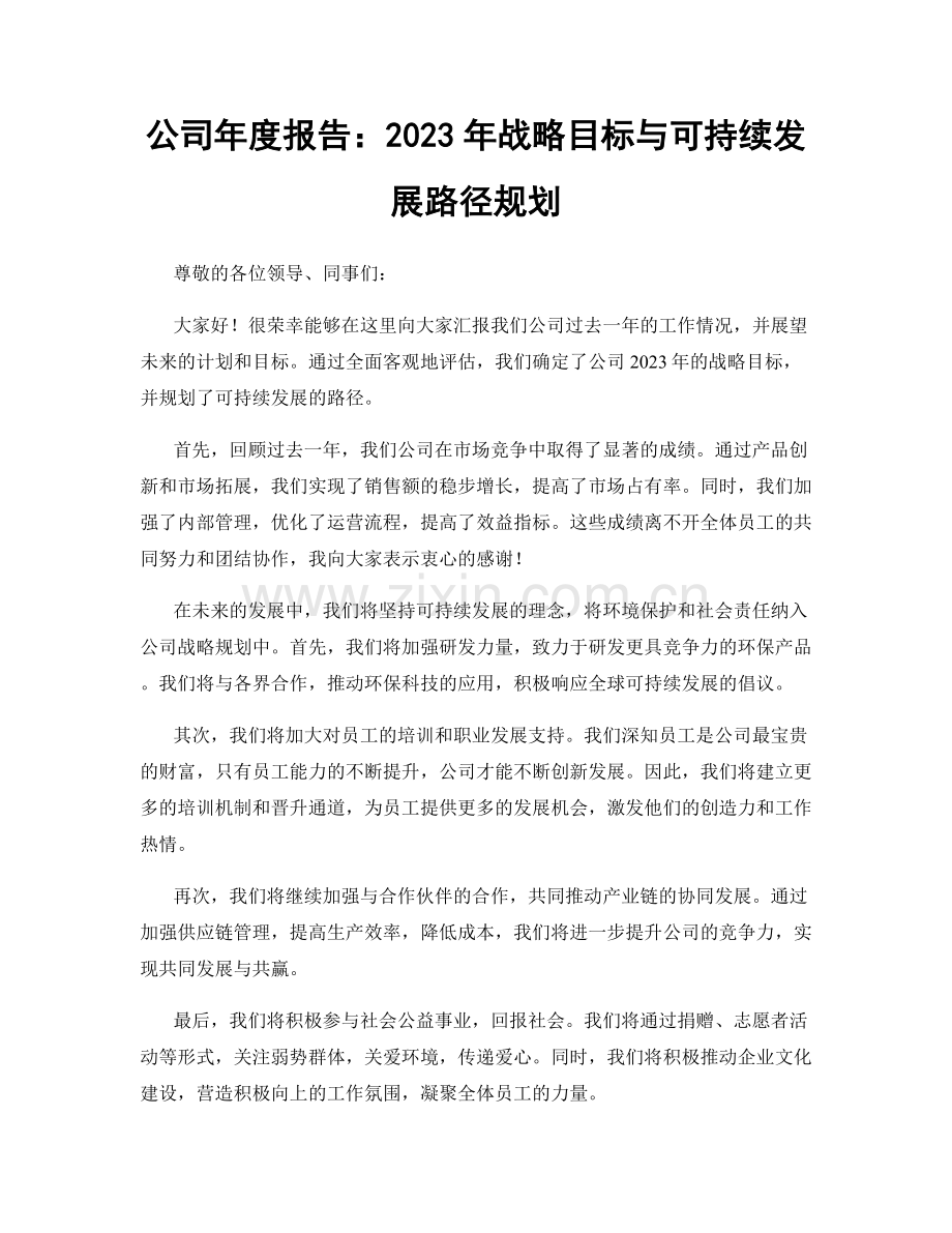 公司年度报告：2023年战略目标与可持续发展路径规划.docx_第1页