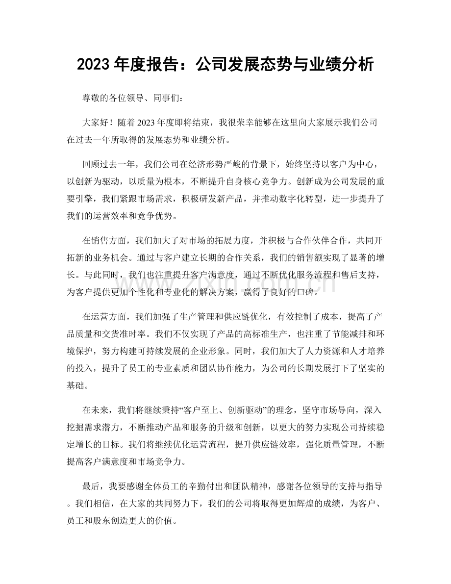 2023年度报告：公司发展态势与业绩分析.docx_第1页